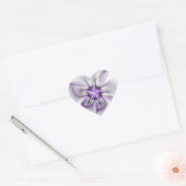 Floral Elegance Modern Abstract Violet Fractal Art Hart Sticker (Envelop)