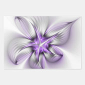 Floral Elegance Modern Abstract Violet Fractal Art Inpakpapier Vel (Voorkant 3)