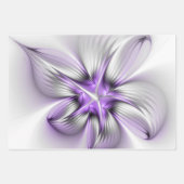Floral Elegance Modern Abstract Violet Fractal Art Inpakpapier Vel (Voorkant 2)