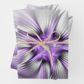 Floral Elegance Modern Abstract Violet Fractal Art Inpakpapier Vel (In situ)