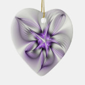 Floral Elegance Modern Abstract Violet Fractal Art Keramisch Ornament (Rechts)