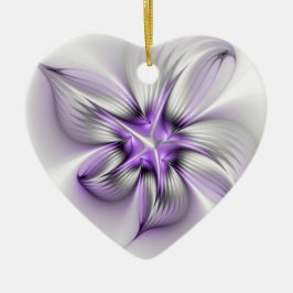 Floral Elegance Modern Abstract Violet Fractal Art Keramisch Ornament