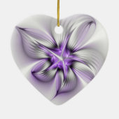 Floral Elegance Modern Abstract Violet Fractal Art Keramisch Ornament (Achterkant)
