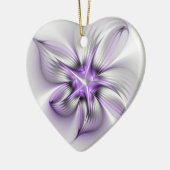 Floral Elegance Modern Abstract Violet Fractal Art Keramisch Ornament (Links)