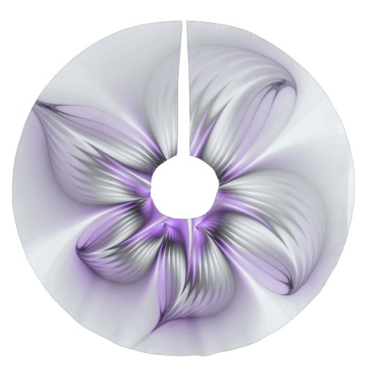 Floral Elegance Modern Abstract Violet Fractal Art Kerstboom Rok (Voorkant)