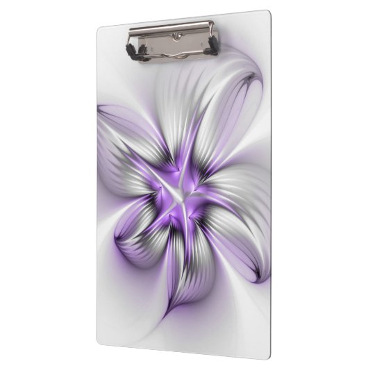 Floral Elegance Modern Abstract Violet Fractal Art Klembord (Links)