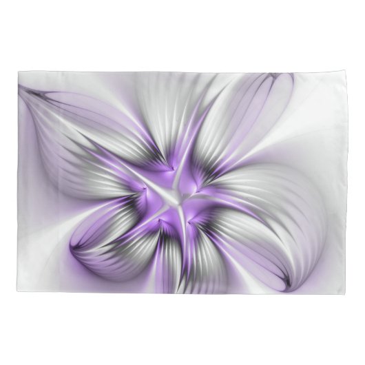 Floral Elegance Modern Abstract Violet Fractal Art Kussensloop (Achterkant)
