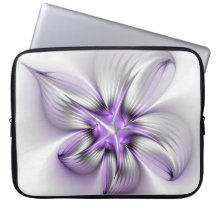 Floral Elegance Modern Abstract Violet Fractal Art