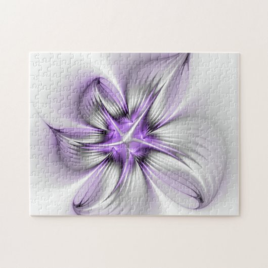 Floral Elegance Modern Abstract Violet Fractal Art Legpuzzel (Horizontaal)