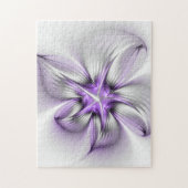 Floral Elegance Modern Abstract Violet Fractal Art Legpuzzel (Verticaal)