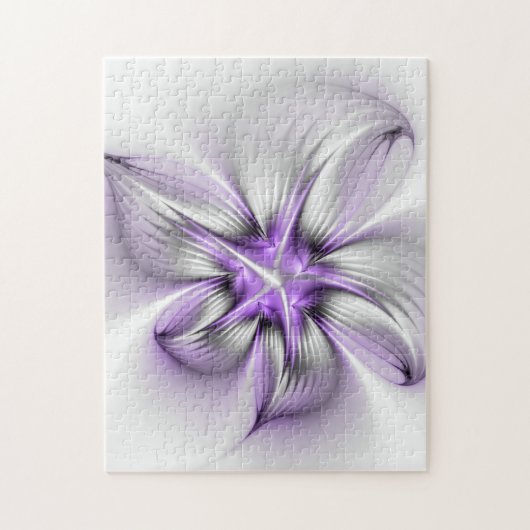 Floral Elegance Modern Abstract Violet Fractal Art Legpuzzel (Verticaal)