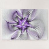 Floral Elegance Modern Abstract Violet Fractal Art Legpuzzel (Horizontaal)
