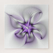 Floral Elegance Modern Abstract Violet Fractal Art Legpuzzel (Verticaal)