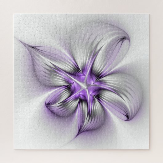 Floral Elegance Modern Abstract Violet Fractal Art Legpuzzel (Verticaal)