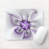 Floral Elegance Modern Abstract Violet Fractal Art Muismat (Met muis)