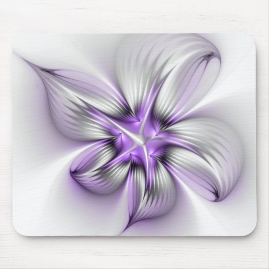 Floral Elegance Modern Abstract Violet Fractal Art Muismat (Voorkant)
