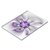 Floral Elegance Modern Abstract Violet Fractal Art Notitieboek (Linkerzijde)