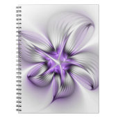 Floral Elegance Modern Abstract Violet Fractal Art Notitieboek (Voorkant)