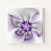 Floral Elegance Modern Abstract Violet Fractal Art Notitieboek (Achterkant)