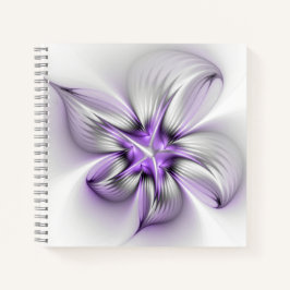 Floral Elegance Modern Abstract Violet Fractal Art Notitieboek