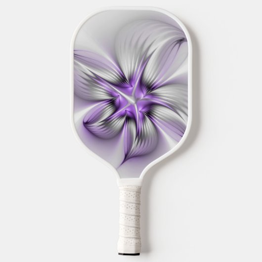 Floral Elegance Modern Abstract Violet Fractal Art Pickleball Paddle (Achterkant)