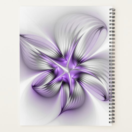 Floral Elegance Modern Abstract Violet Fractal Art Planner (Achterkant)