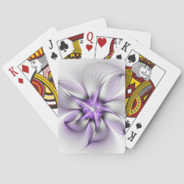 Floral Elegance Modern Abstract Violet Fractal Art Pokerkaarten
