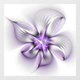 Floral Elegance Modern Abstract Violet Fractal Art Raamsticker