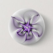 Floral Elegance Modern Abstract Violet Fractal Art Ronde Button 5,7 Cm (Voorkant)