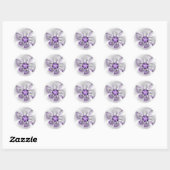 Floral Elegance Modern Abstract Violet Fractal Art Ronde Sticker (Vel)
