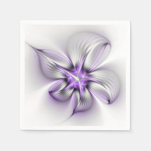 Floral Elegance Modern Abstract Violet Fractal Art Servet