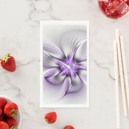 Floral Elegance Modern Abstract Violet Fractal Art Servet (Insitu)