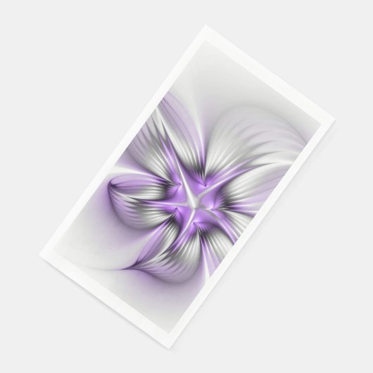 Floral Elegance Modern Abstract Violet Fractal Art Servet (Hoek)