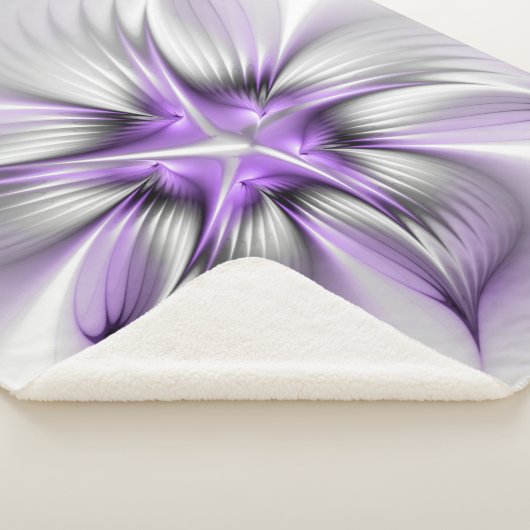 Floral Elegance Modern Abstract Violet Fractal Art Sherpa Deken (3/4)