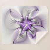 Floral Elegance Modern Abstract Violet Fractal Art Sherpa Deken (Voorkant (horizontaal))