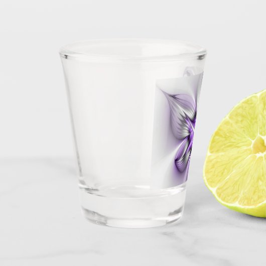 Floral Elegance Modern Abstract Violet Fractal Art Shot Glas (Links)