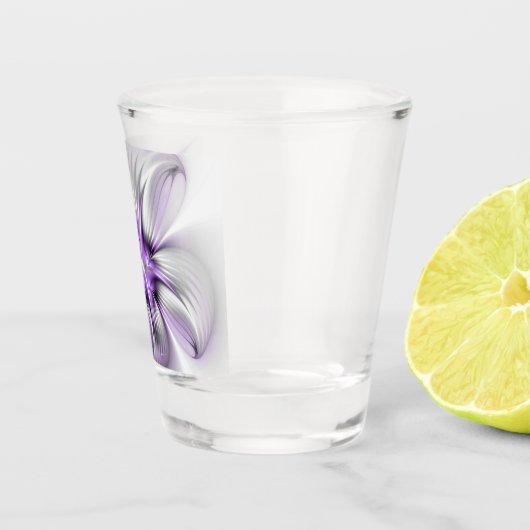 Floral Elegance Modern Abstract Violet Fractal Art Shot Glas (Rechts)