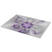 Floral Elegance Modern Abstract Violet Fractal Art Snijplank (Hoek)