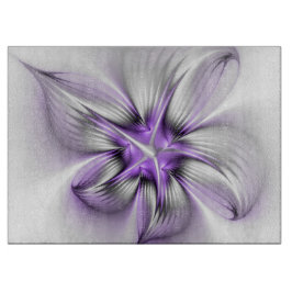 Floral Elegance Modern Abstract Violet Fractal Art Snijplank