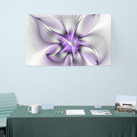 Floral Elegance Modern Abstract Violet Fractal Art Spandoek (Beurs)