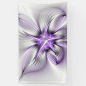 Floral Elegance Modern Abstract Violet Fractal Art Spandoek (Verticaal)