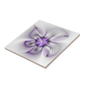 Floral Elegance Modern Abstract Violet Fractal Art Tegeltje (Zijkant)