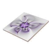 Floral Elegance Modern Abstract Violet Fractal Art Tegeltje (Zijkant)