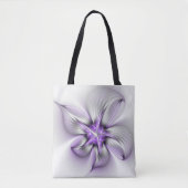 Floral Elegance Modern Abstract Violet Fractal Art Tote Bag (Voorkant)