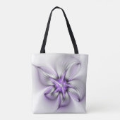 Floral Elegance Modern Abstract Violet Fractal Art Tote Bag (Achterkant)