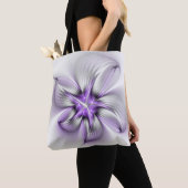 Floral Elegance Modern Abstract Violet Fractal Art Tote Bag (Dichtbij)