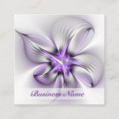 Floral Elegance Modern Abstract Violet Fractal Art Vierkante Visitekaartje (Voorkant)