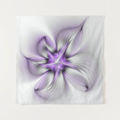 Floral Elegance Modern Abstract Violet Fractal Art Wandkleed (Voorkant (horizontaal))