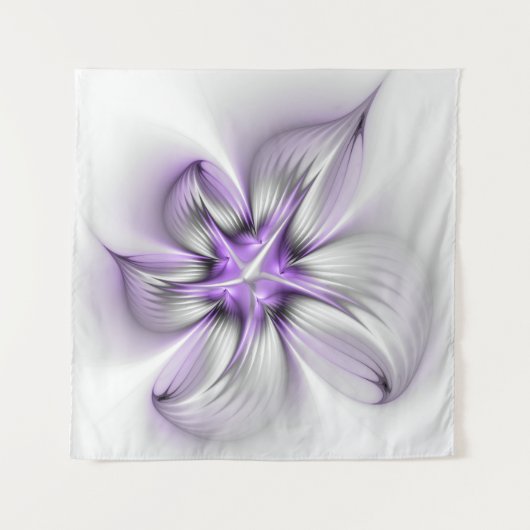 Floral Elegance Modern Abstract Violet Fractal Art Wandkleed (Voorkant (horizontaal))
