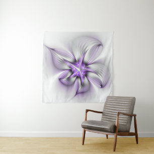 Floral Elegance Modern Abstract Violet Fractal Art Wandkleed